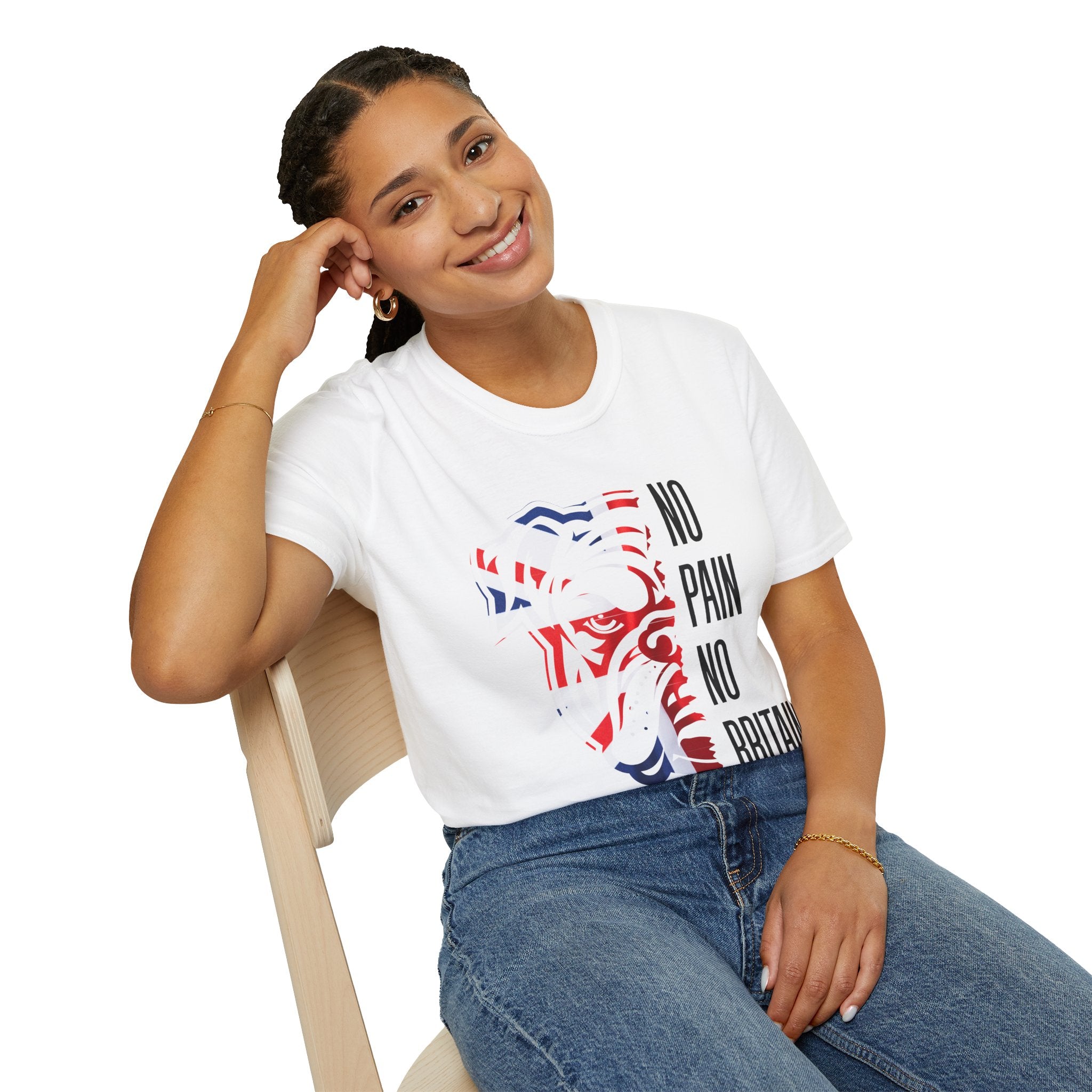T-Shirt — 'No Pain No Britain' British Flag Bulldog Graphic