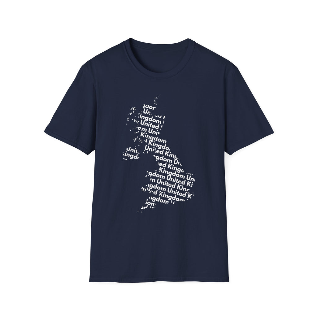 United Kingdom Typography T-Shirt — Minimal British Map Text Design