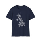 United Kingdom Typography T-Shirt — Minimal British Map Text Design