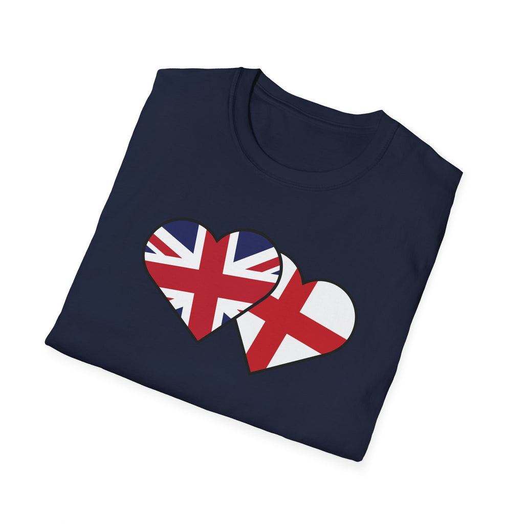 Union Jack & England Heart Flag T-Shirt — British Patriotic Tee