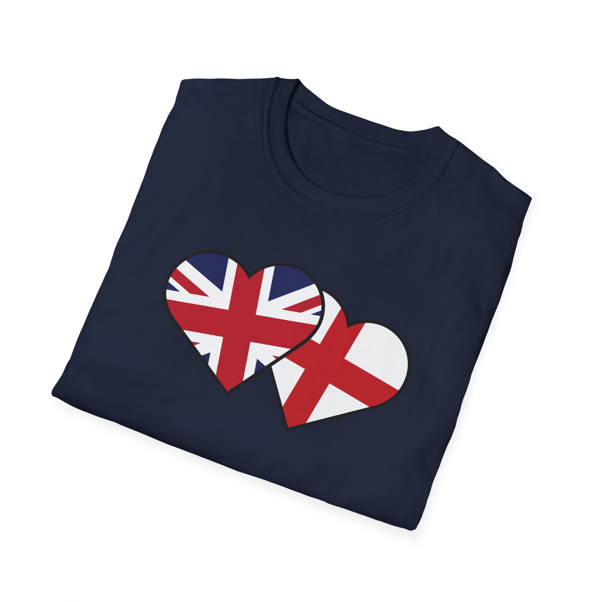 Union Jack & England Heart Flag T-Shirt — British Patriotic Tee