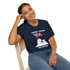 Proudly Raising Our Colours T-Shirt (smaller design) — British Flag Patriotic Tee - Our Colours