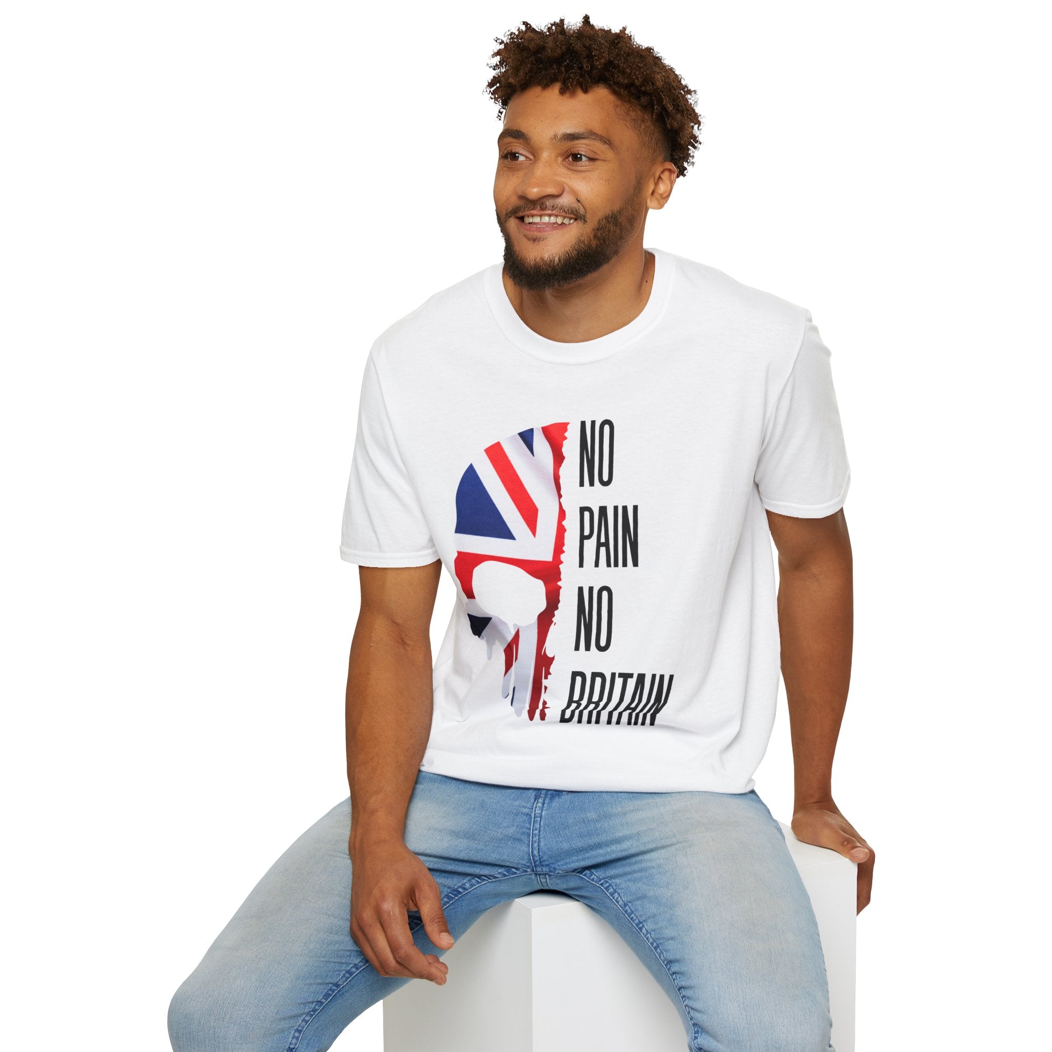 T-Shirt — "No Pain No Britain" Union Jack Skull Graphic Tee