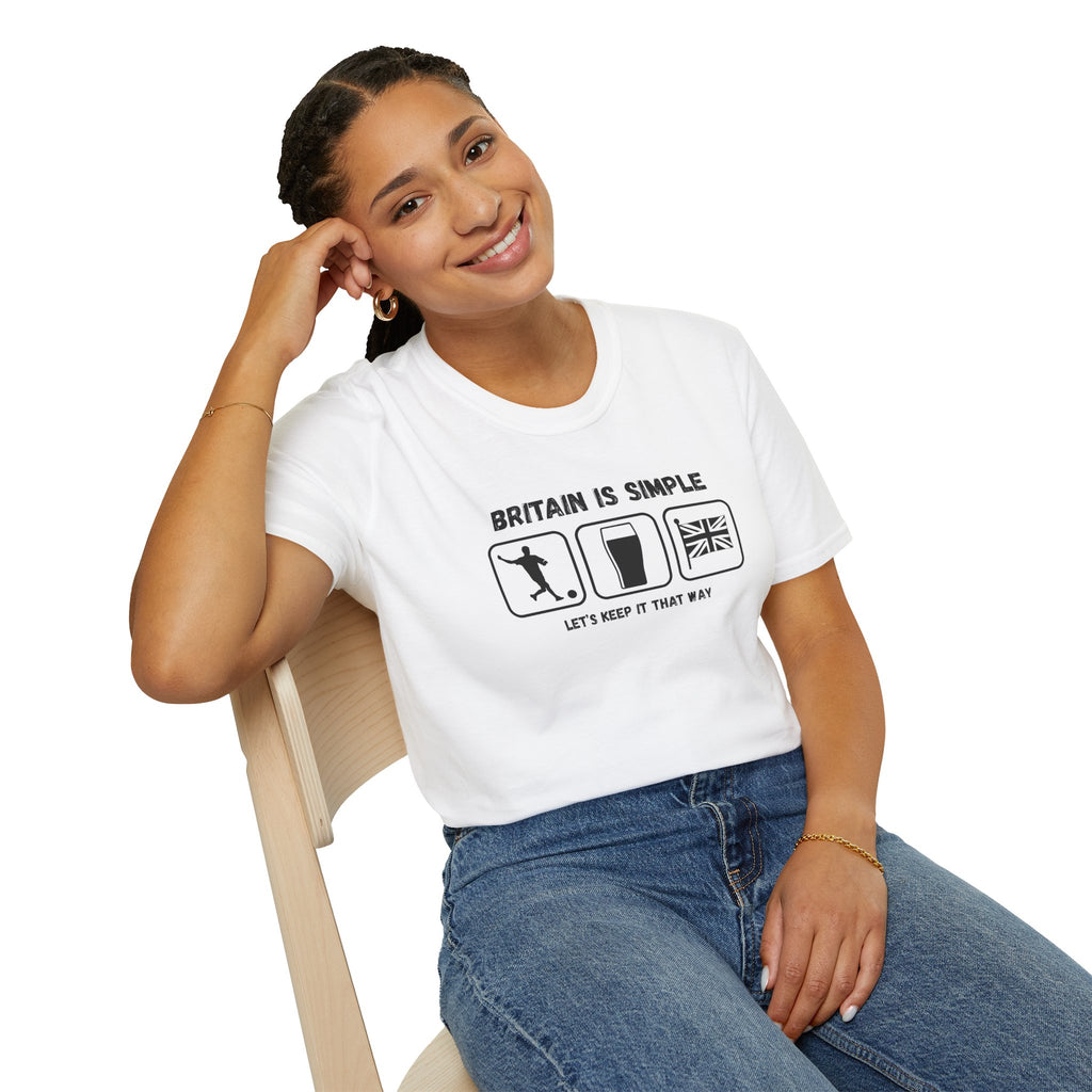 Britain Is Simple — British Humour T-Shirt  T-Shirt (Football, Pint & Union Jack Design)