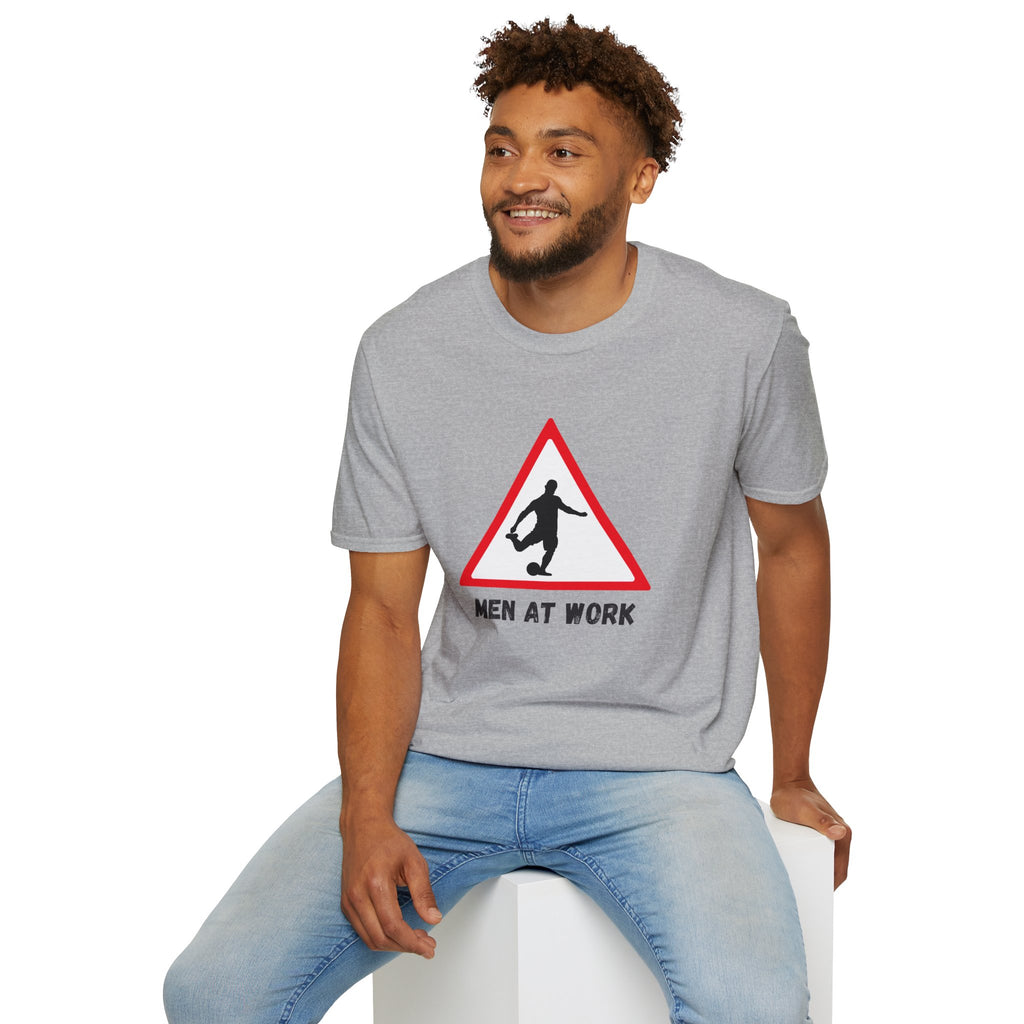 Men at Work Roadside Sign T-Shirt — British Humour T-Shirt - Our Colours