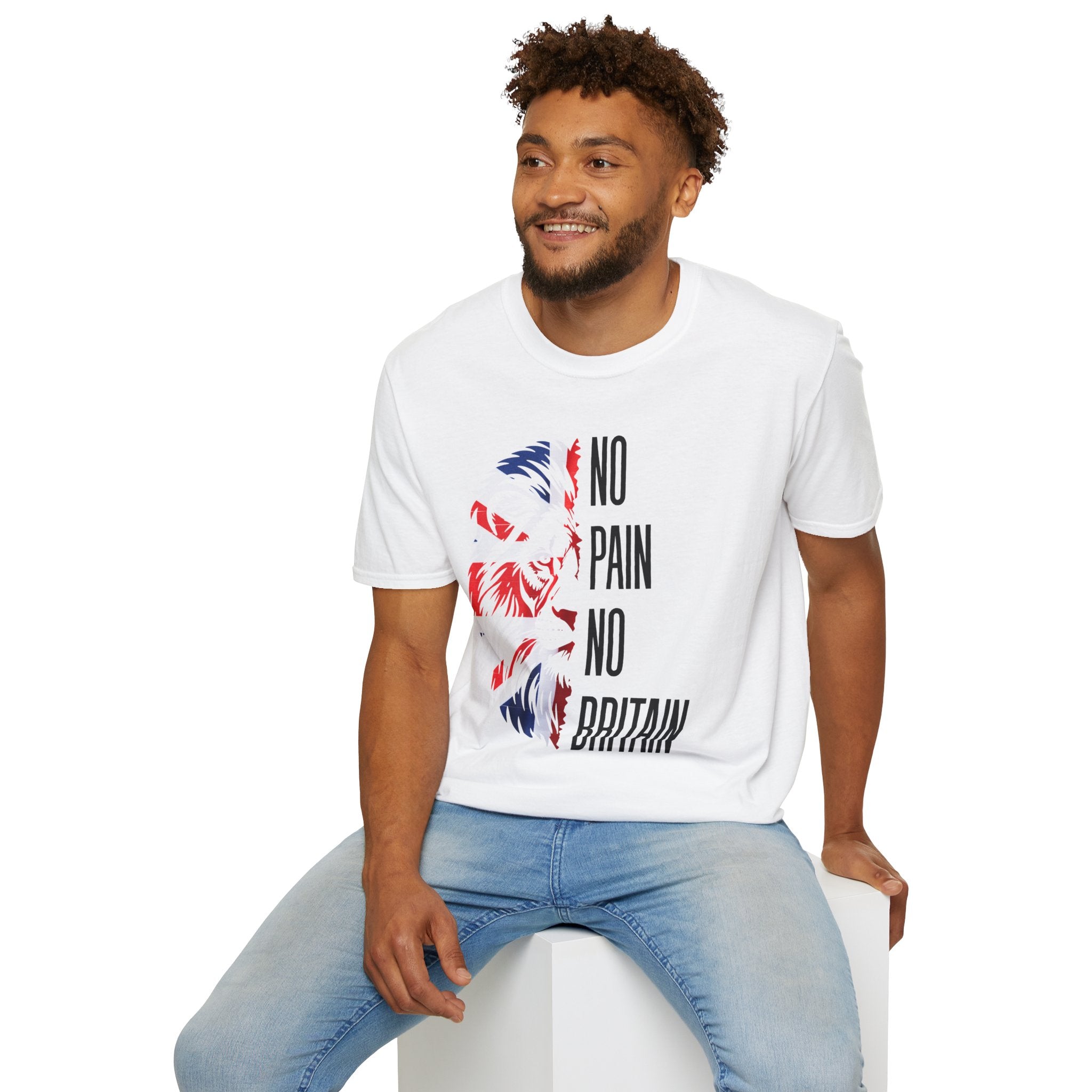 T-Shirt — "No Pain No Britain" Patriotic Lion Graphic