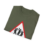 Men at Work Triangle Sign T-Shirt — Funny Beer Drinking Crew Tee