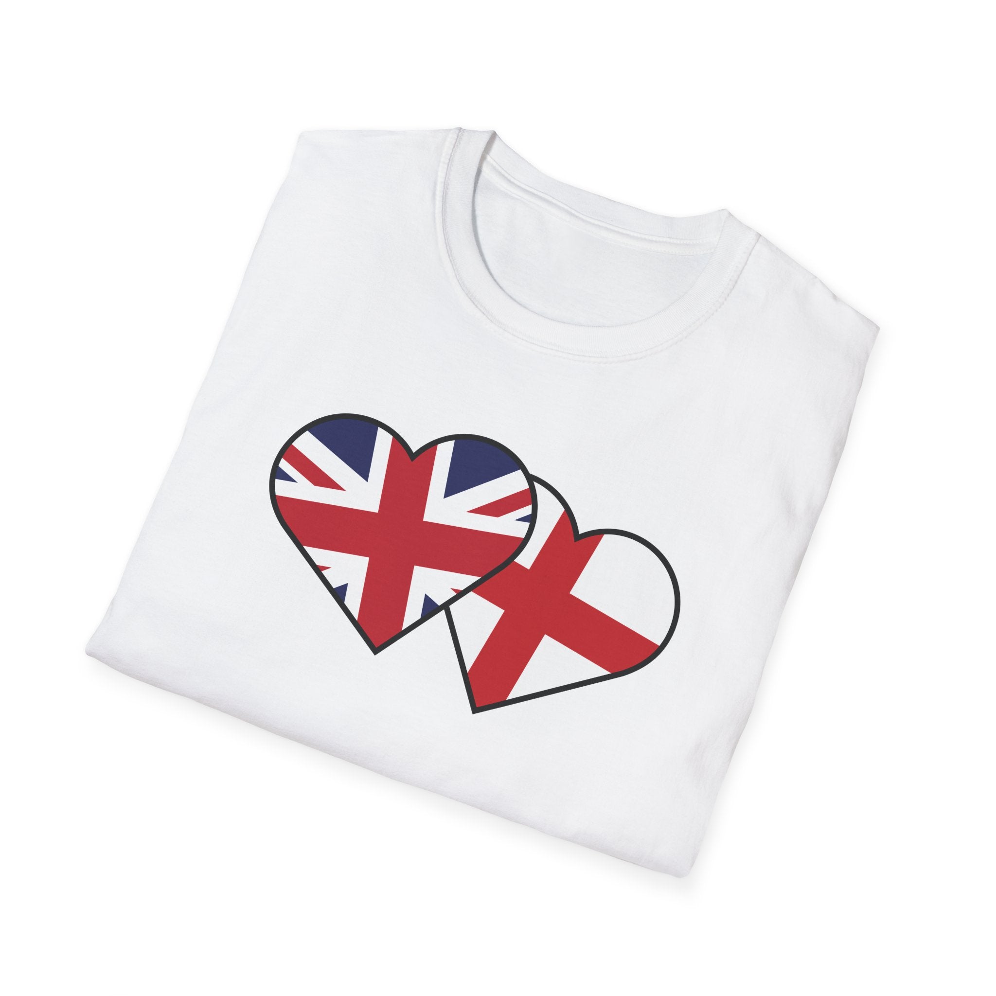 Union Jack & England Heart Flag T-Shirt — British Patriotic Tee