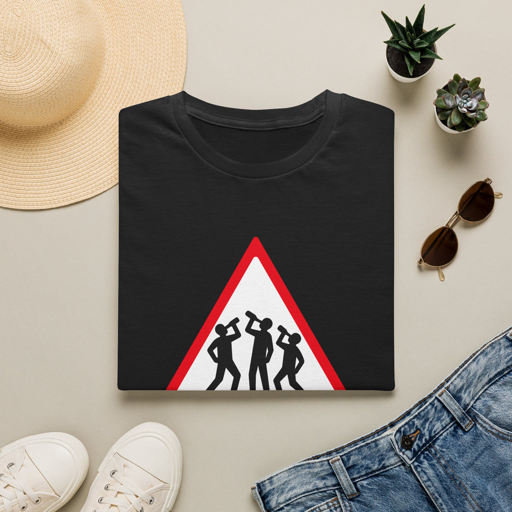 Men at Work Triangle Sign T-Shirt — Funny Beer Drinking Crew Tee - Our Colours