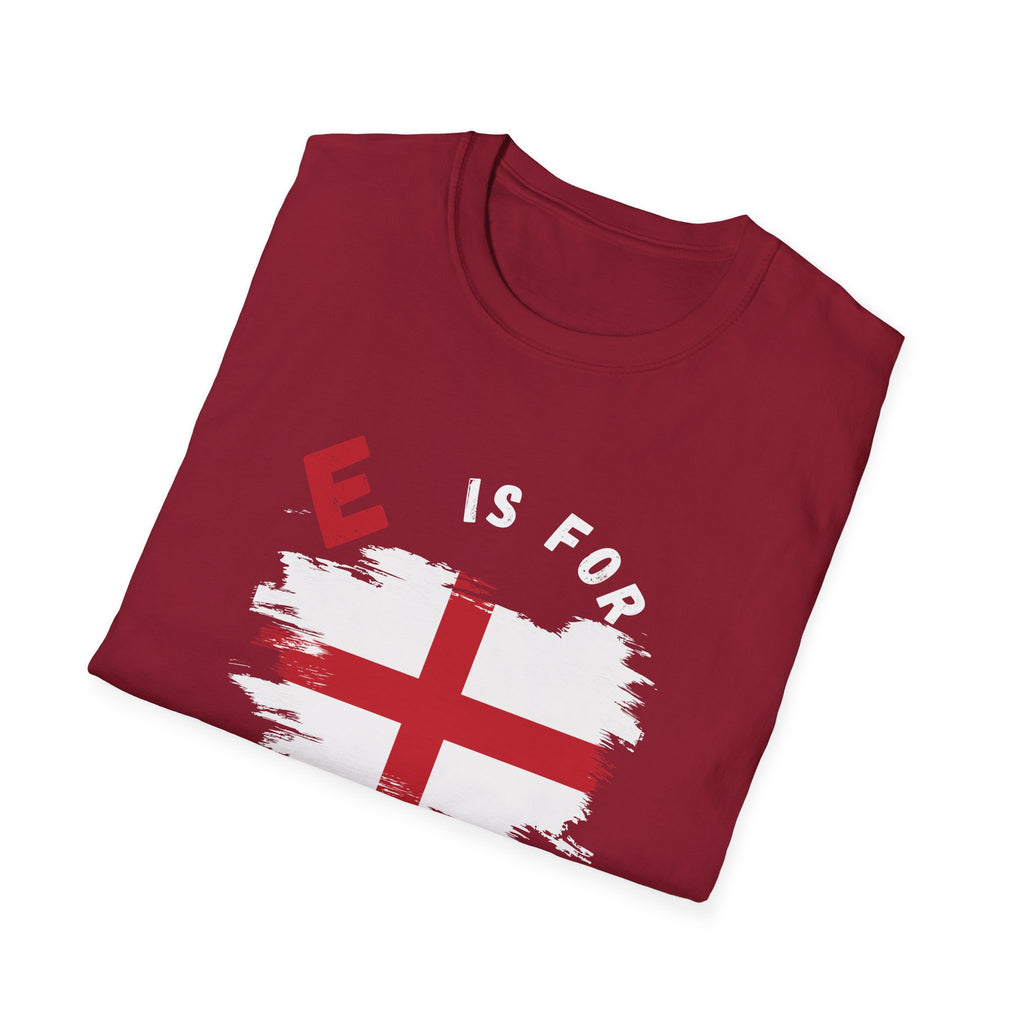 E is for England T-Shirt — English Flag Patriotic Tee