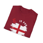 E is for England T-Shirt — English Flag Patriotic Tee