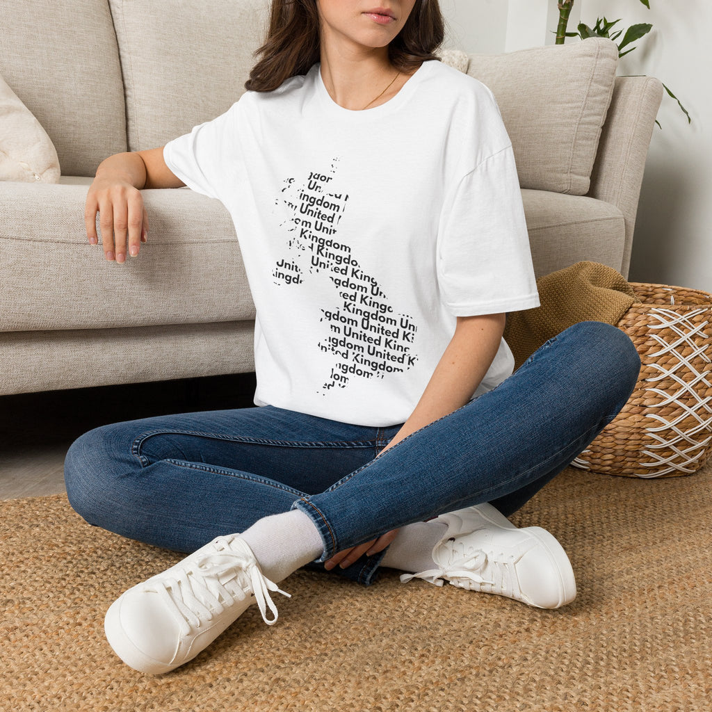 United Kingdom Typography T-Shirt — Minimal British Map Text Design