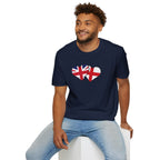 Union Jack & England Heart Flag T-Shirt — British Patriotic Tee