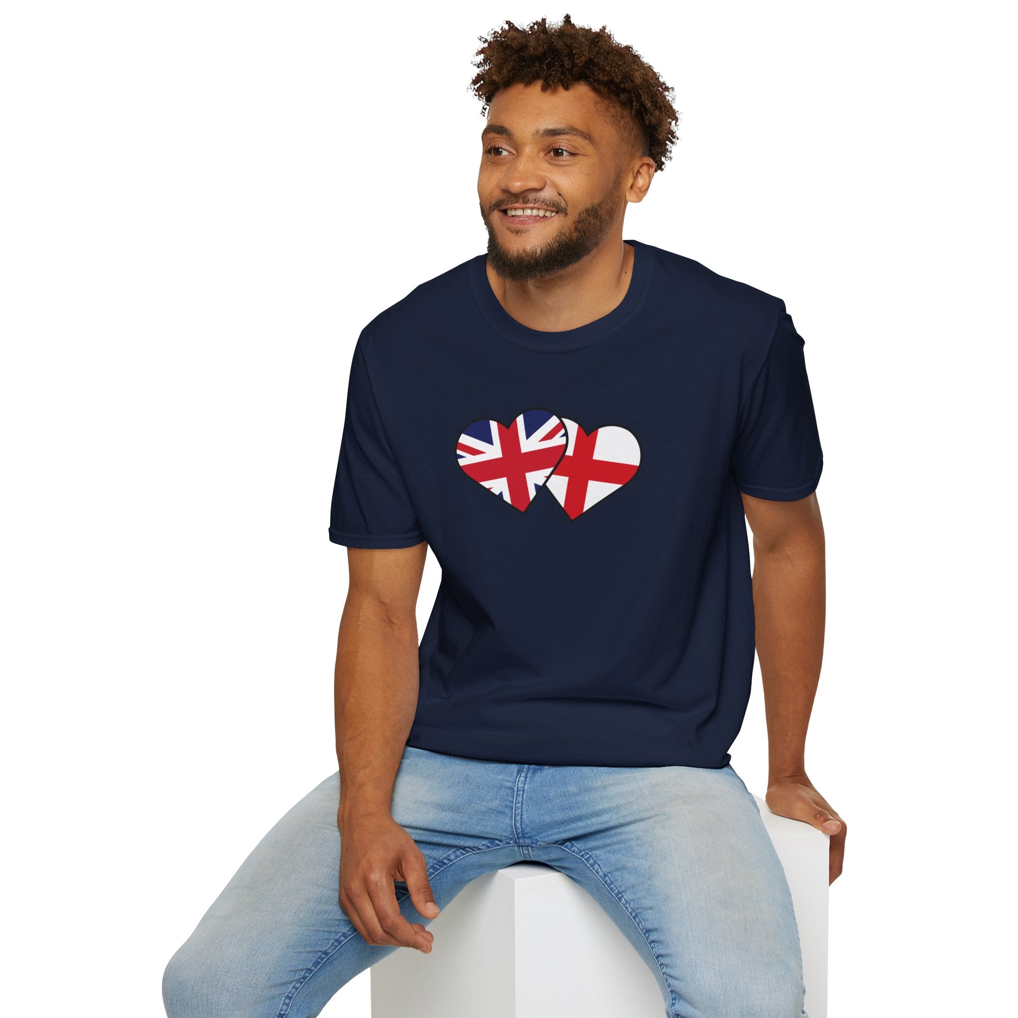 Union Jack & England Heart Flag T-Shirt — British Patriotic Tee