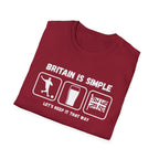 Britain Is Simple — British Humour T-Shirt  T-Shirt (Football, Pint & Union Jack Design)