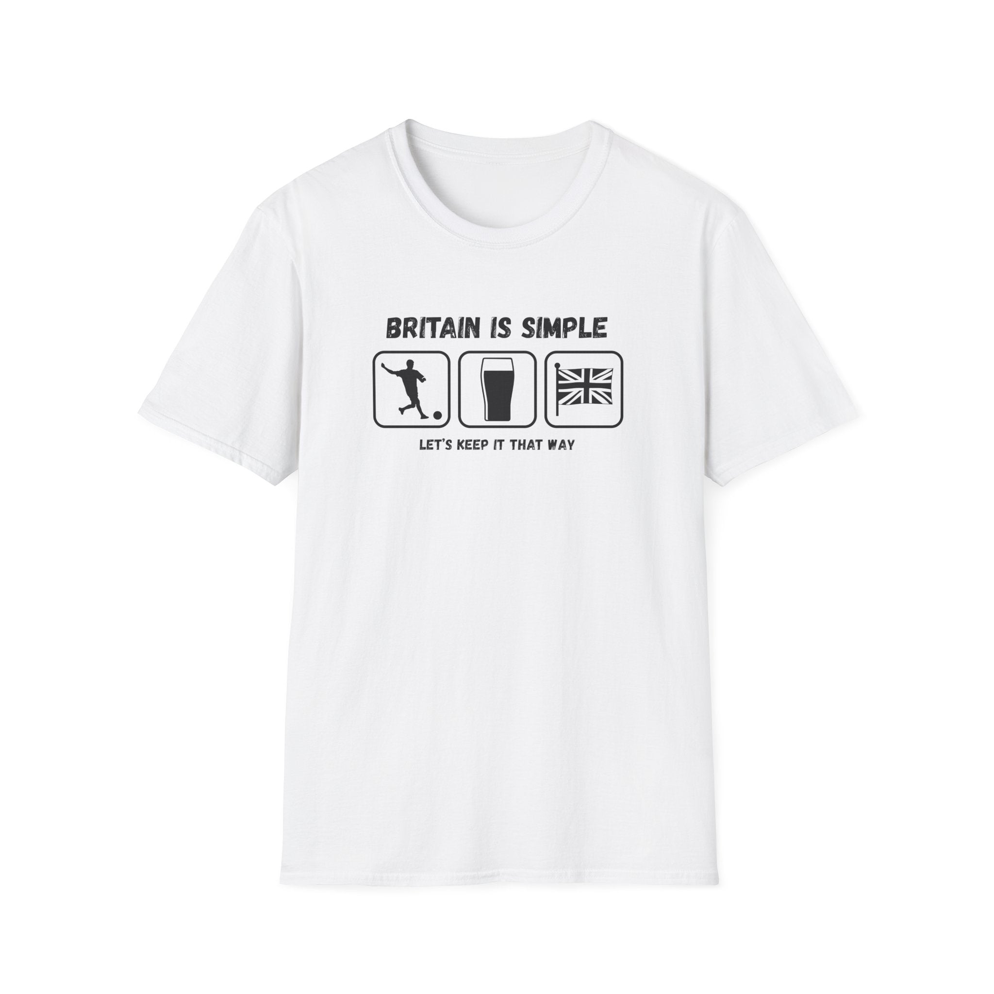 Britain Is Simple — British Humour T-Shirt  T-Shirt (Football, Pint & Union Jack Design)