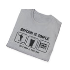 Britain Is Simple — British Humour T-Shirt  T-Shirt (Football, Pint & Union Jack Design)
