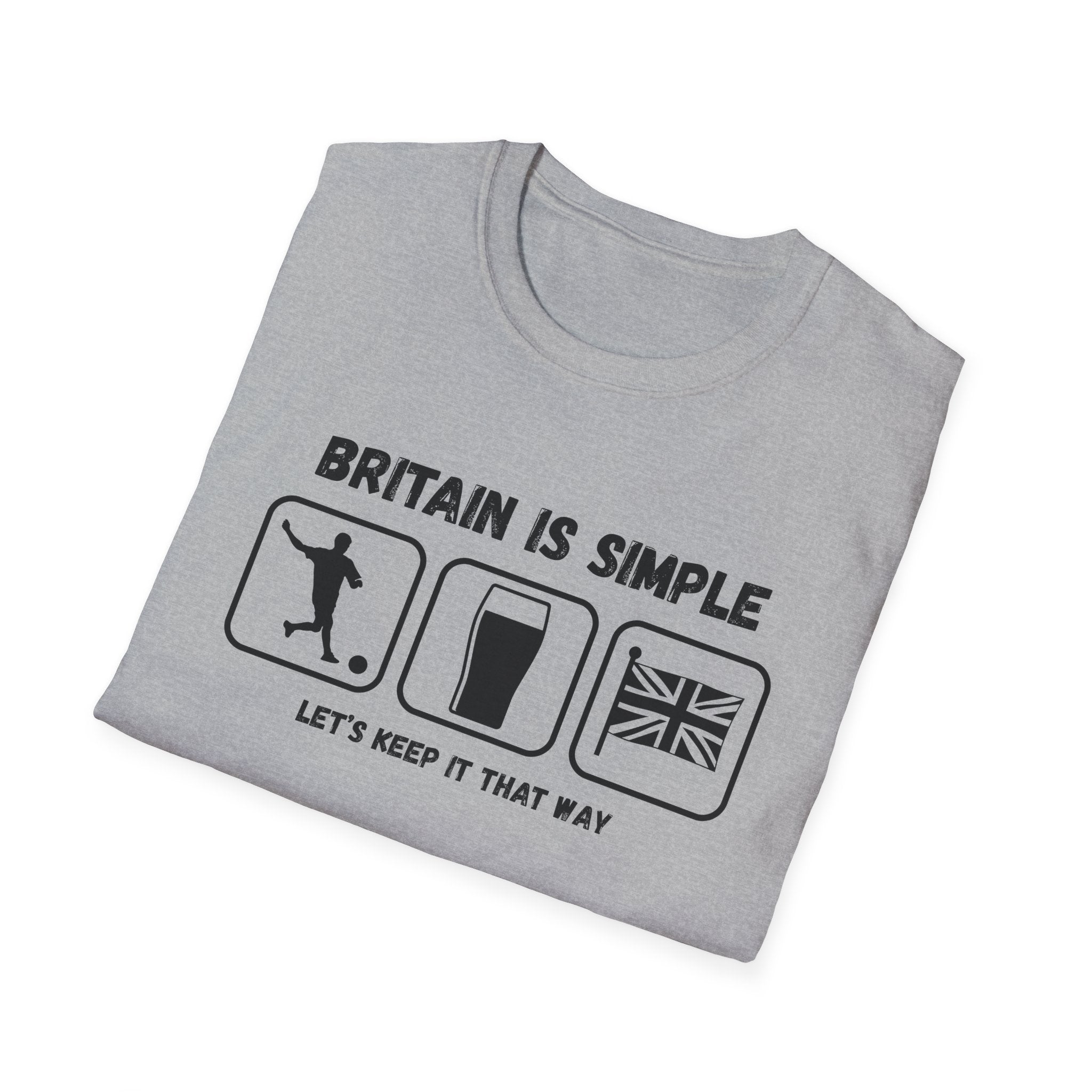 Britain Is Simple — British Humour T-Shirt  T-Shirt (Football, Pint & Union Jack Design)