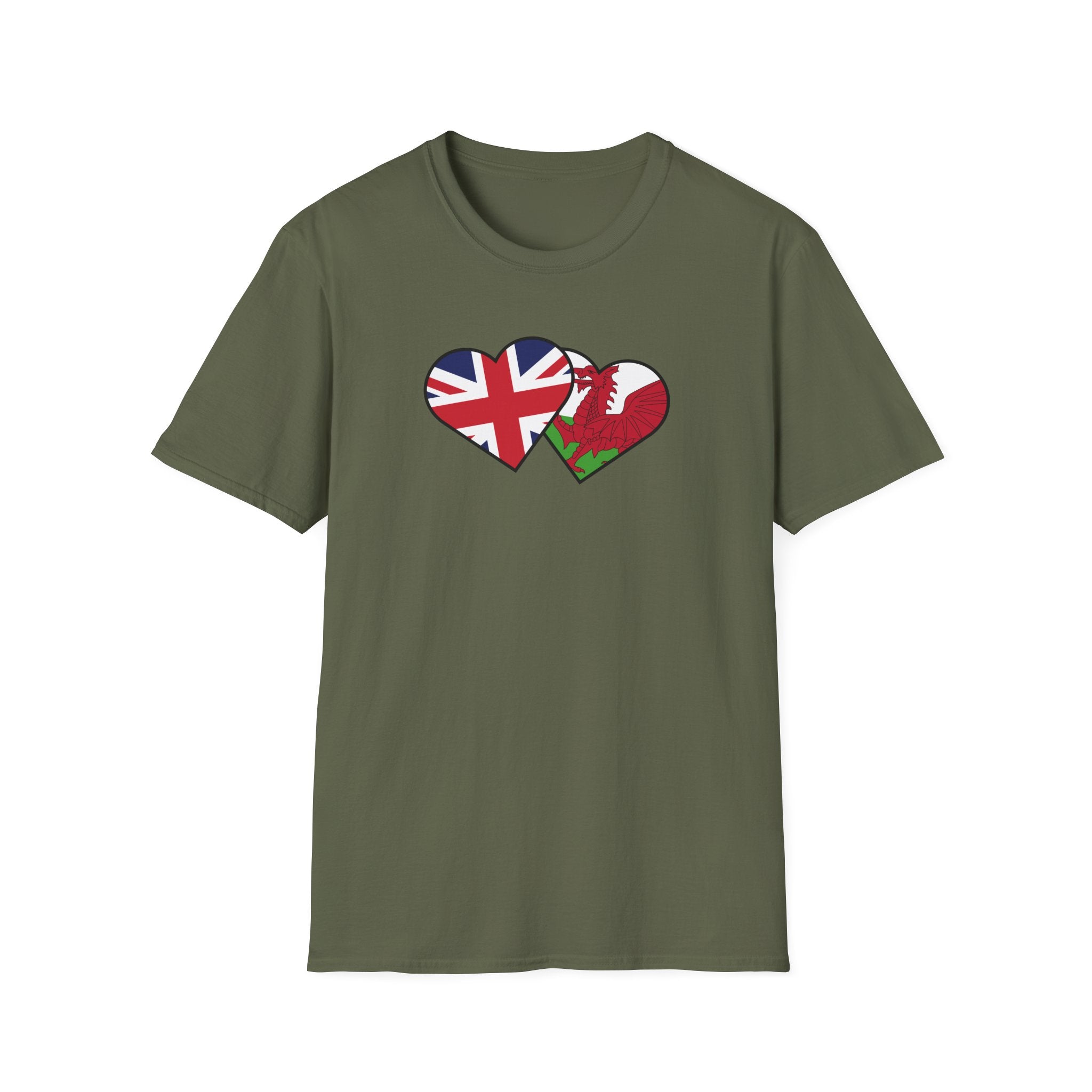 Union Jack & Welsh Flag Heart T-Shirt — British Patriotic Tee