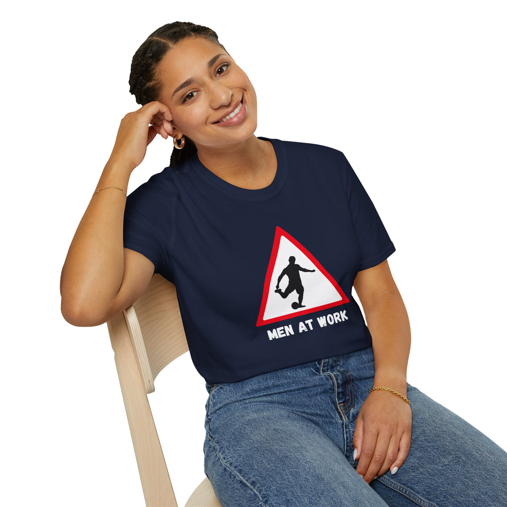 Men at Work Roadside Sign T-Shirt — British Humour T-Shirt - Our Colours