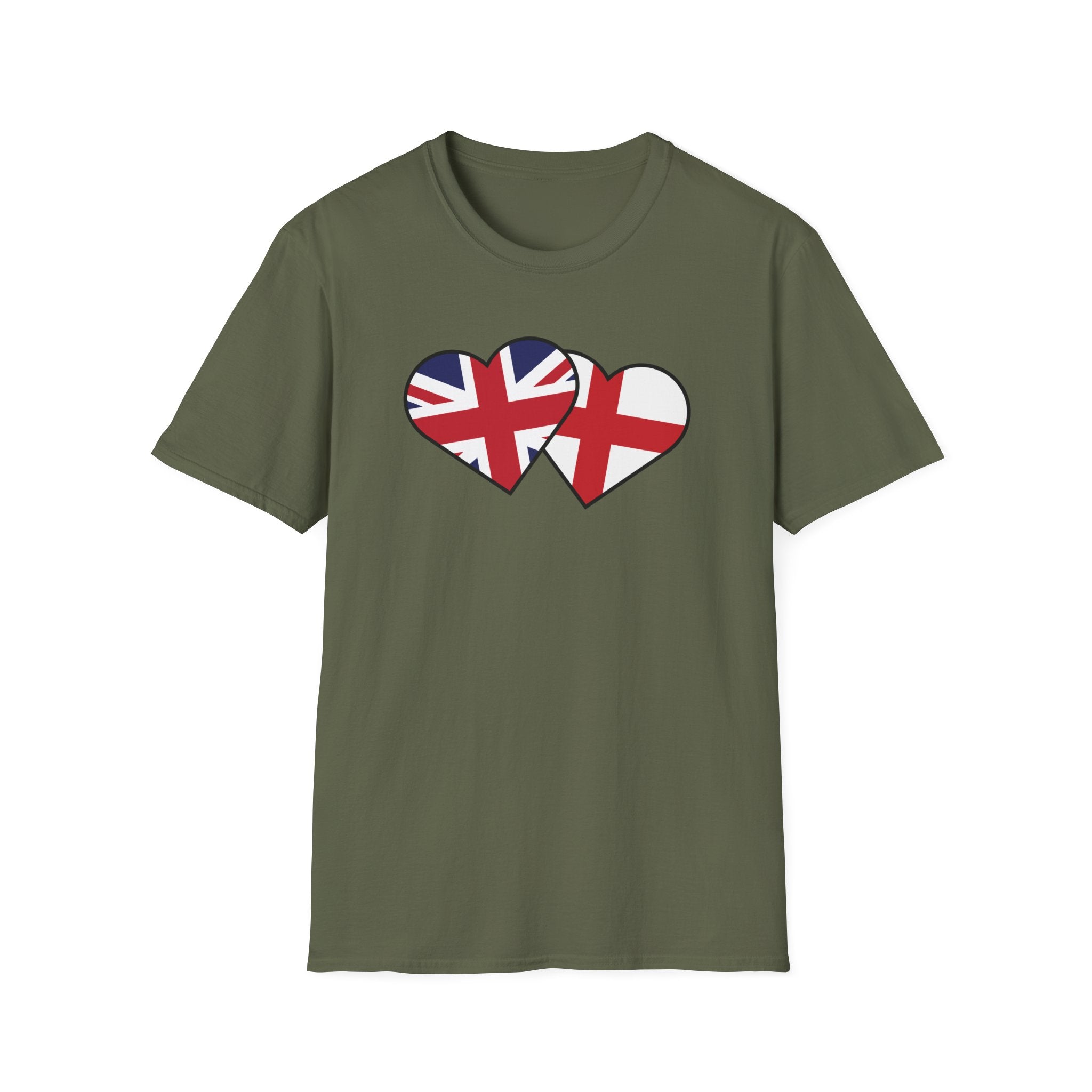 Union Jack & England Heart Flag T-Shirt — British Patriotic Tee