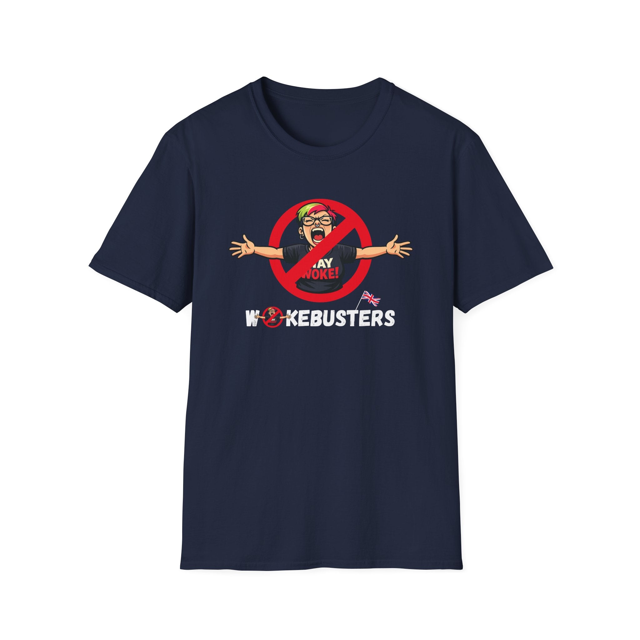 Wokebusters British Patriotic T-Shirt — Satirical Political Cartoon Tee