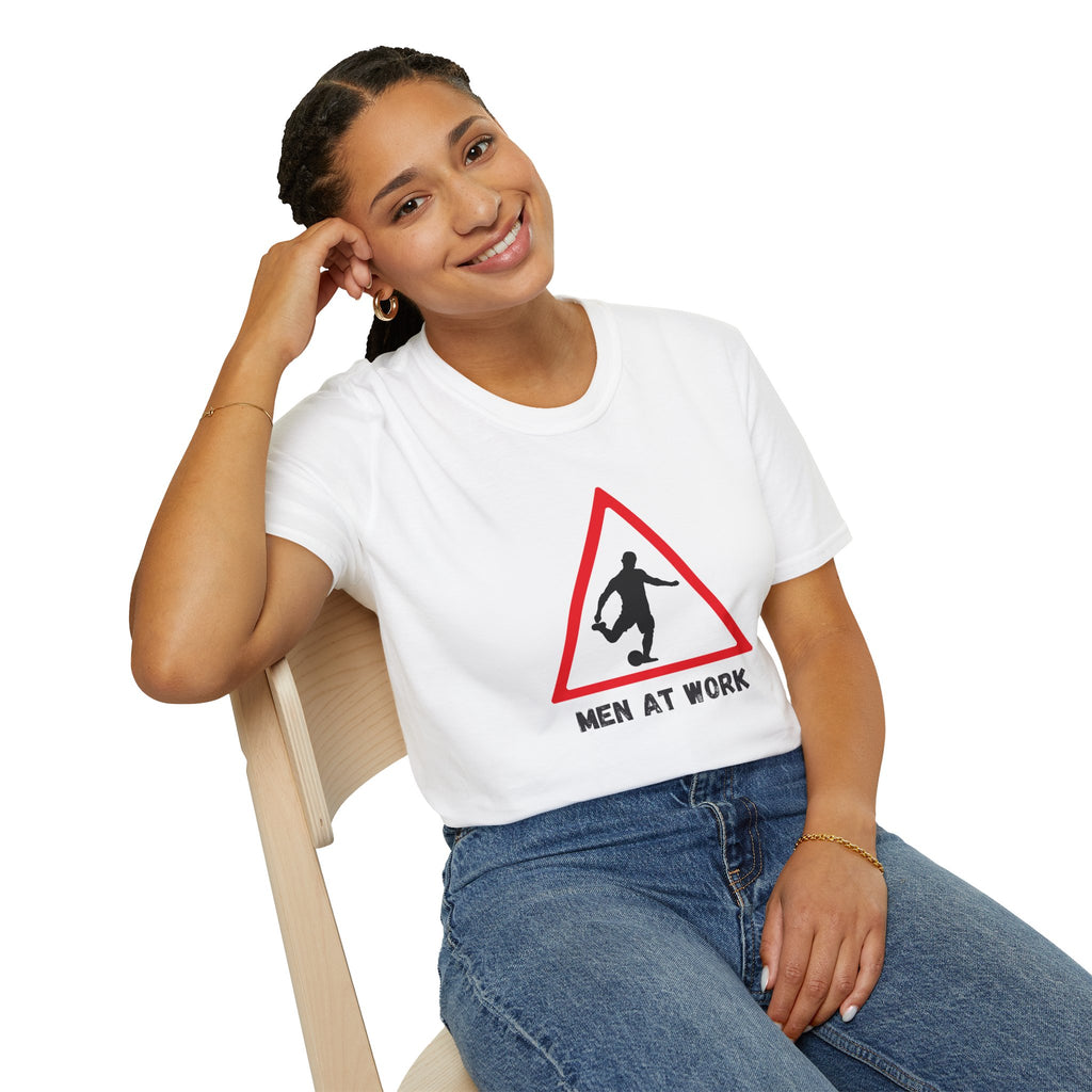 Men at Work Roadside Sign T-Shirt — British Humour T-Shirt - Our Colours