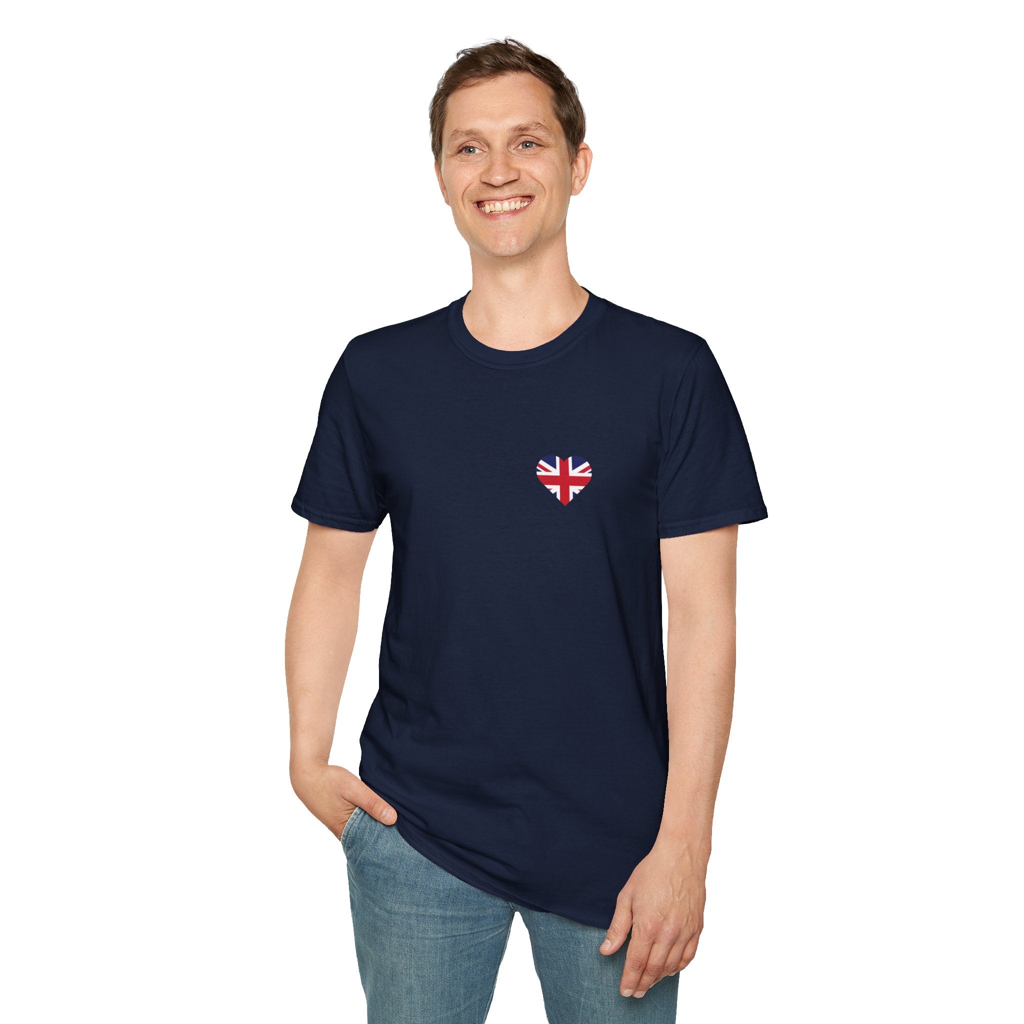 British Heart Flag (small icon) T-Shirt — Union Jack Heart Patriotic Tee