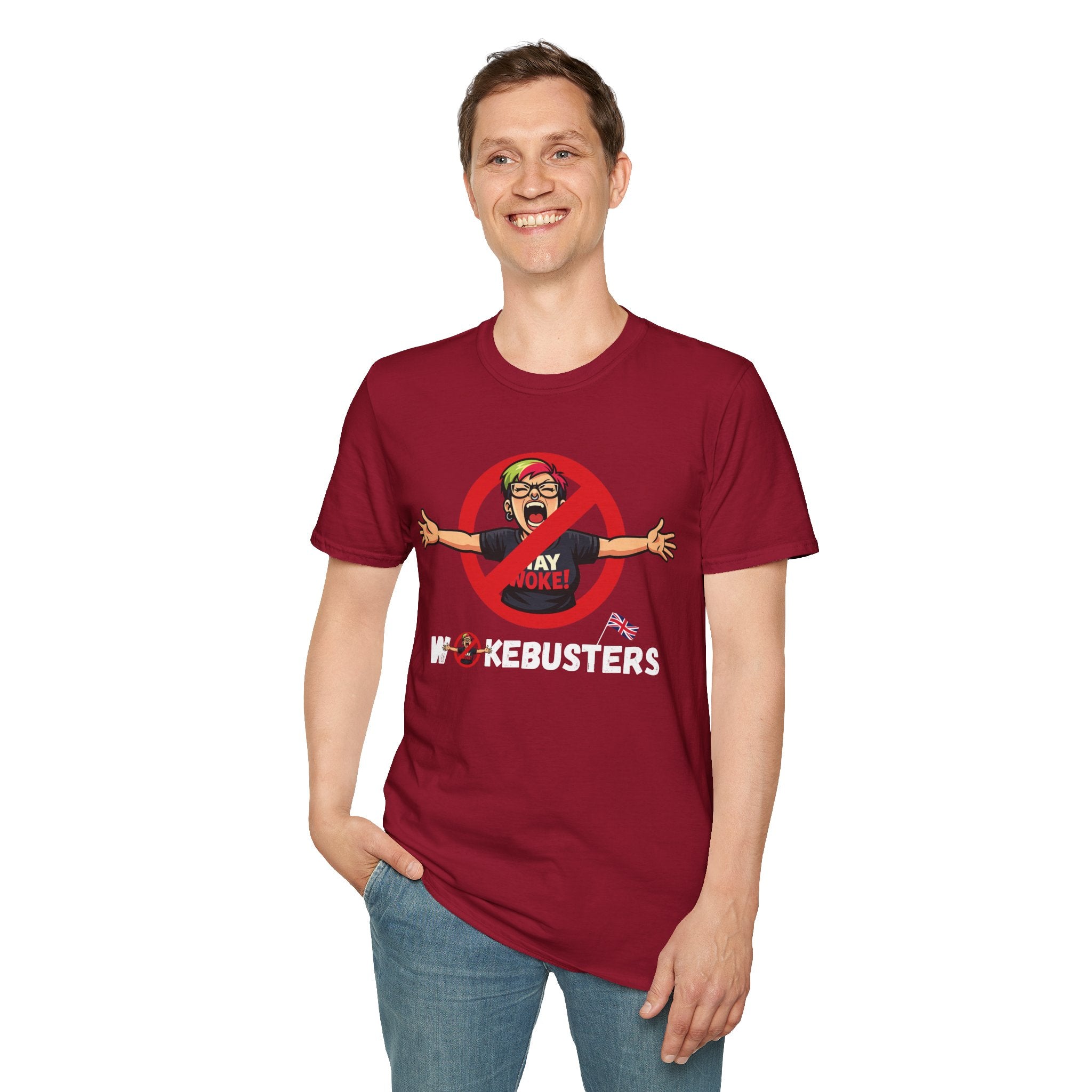 Wokebusters British Patriotic T-Shirt — Satirical Political Cartoon Tee