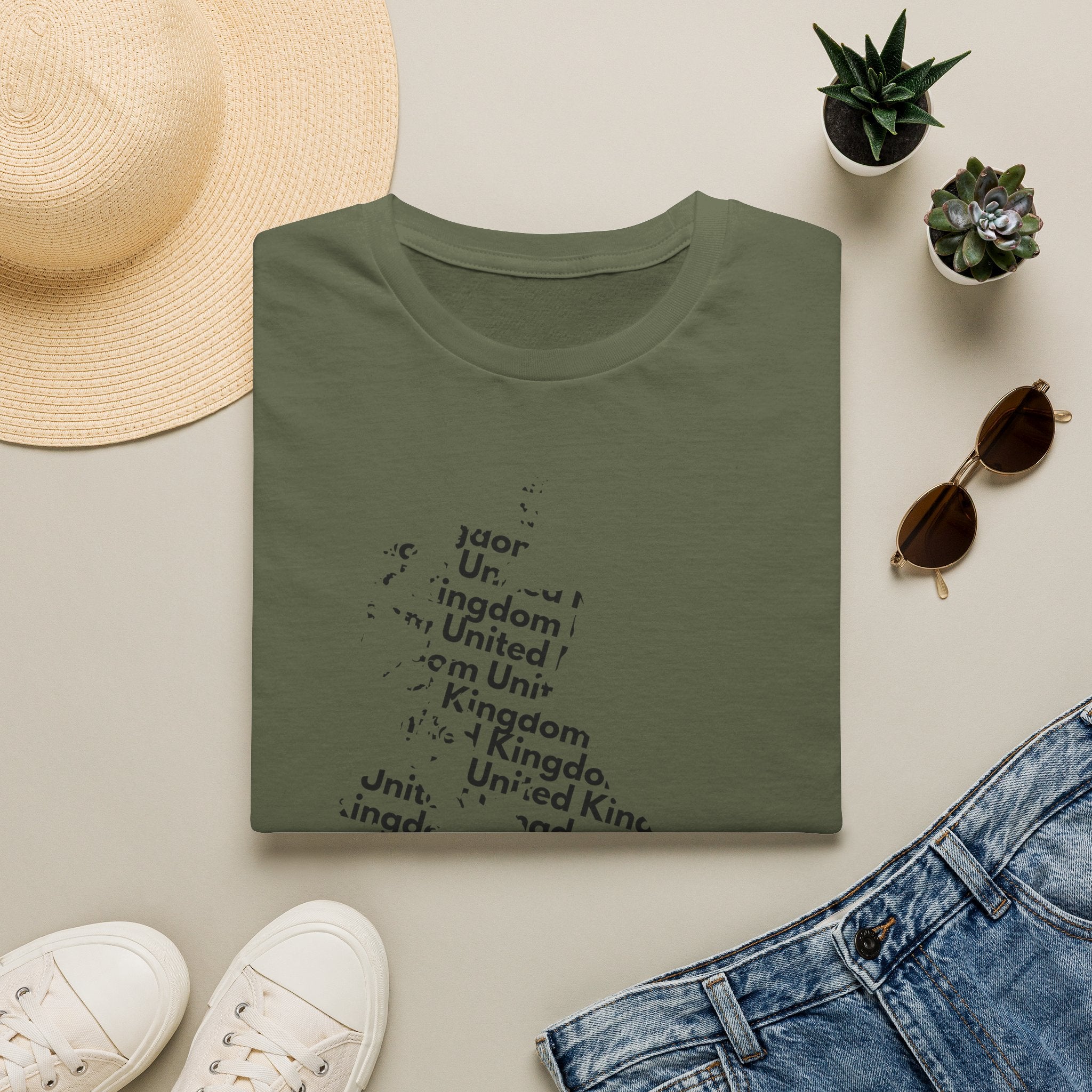 United Kingdom Typography T-Shirt — Minimal British Map Text Design