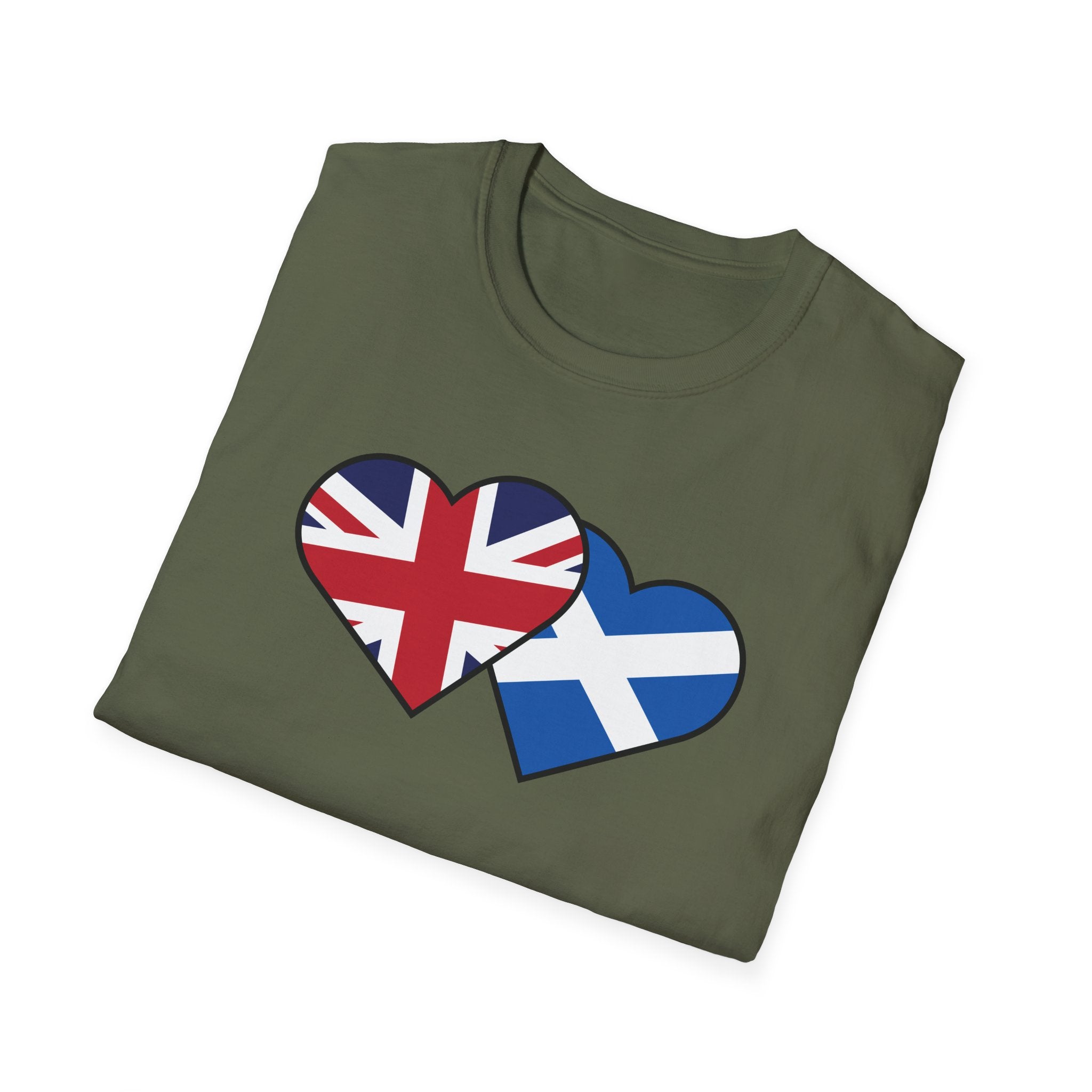 Union Jack & Scottish Flag Heart T-Shirt — British Patriotic Tee