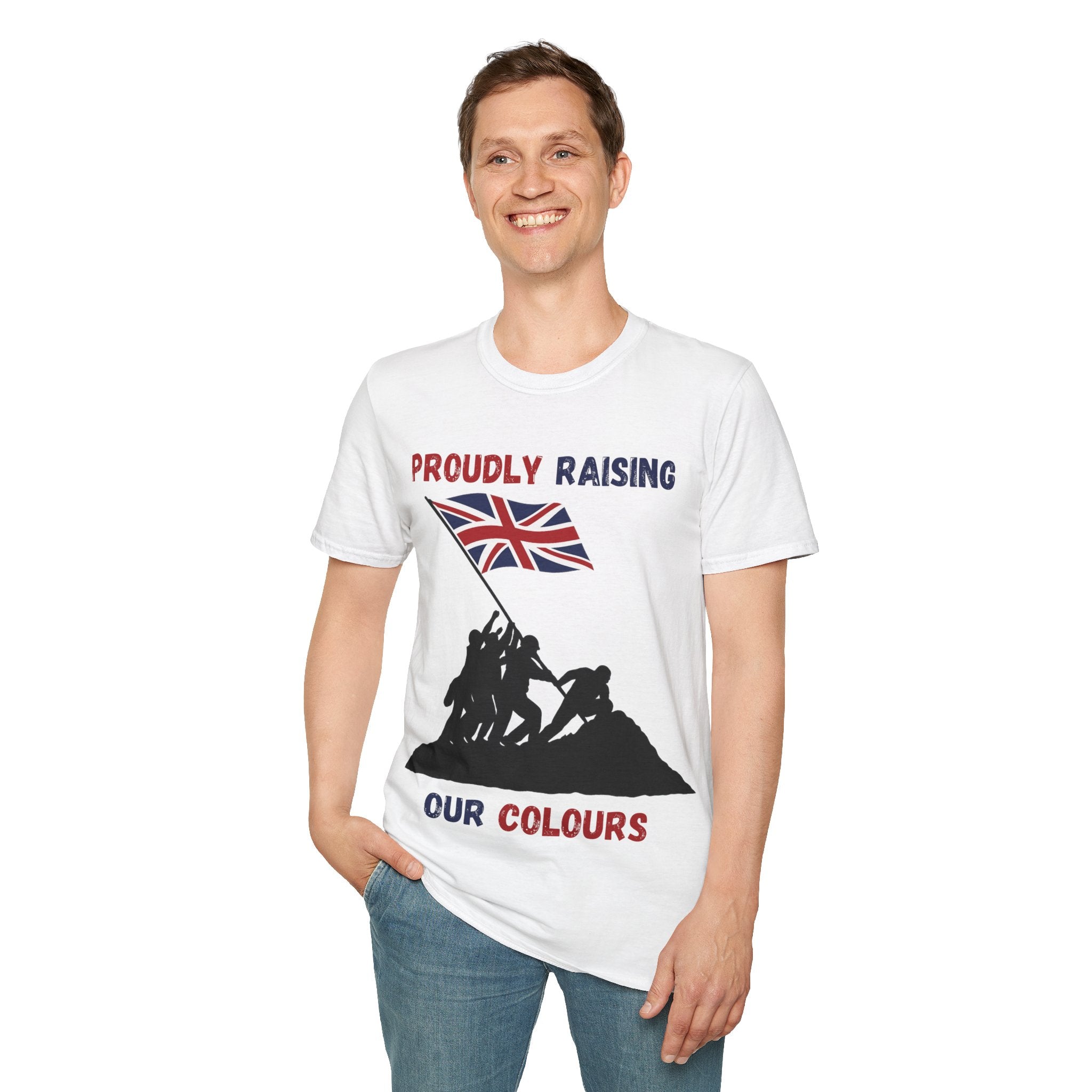 Proudly Raising Our Colours T-Shirt (original) — British Flag Patriotic Tee