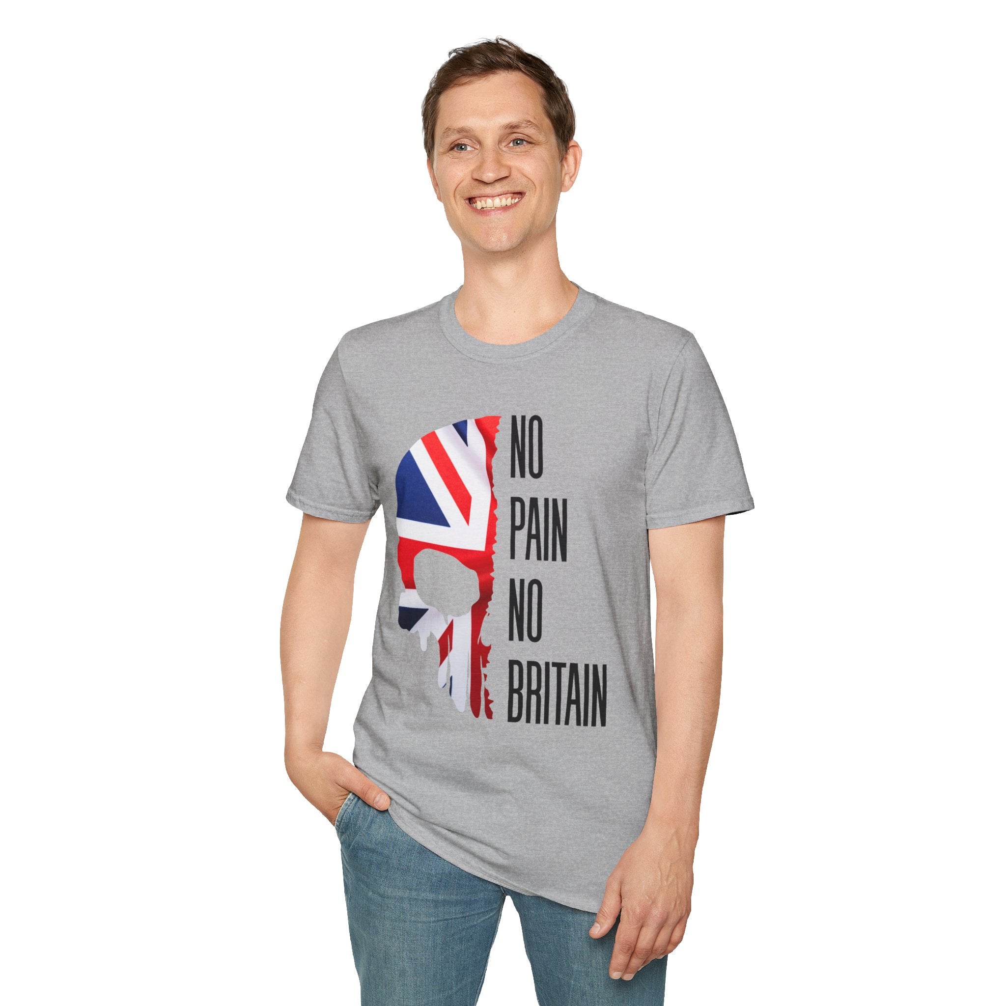 T-Shirt — "No Pain No Britain" Union Jack Skull Graphic Tee