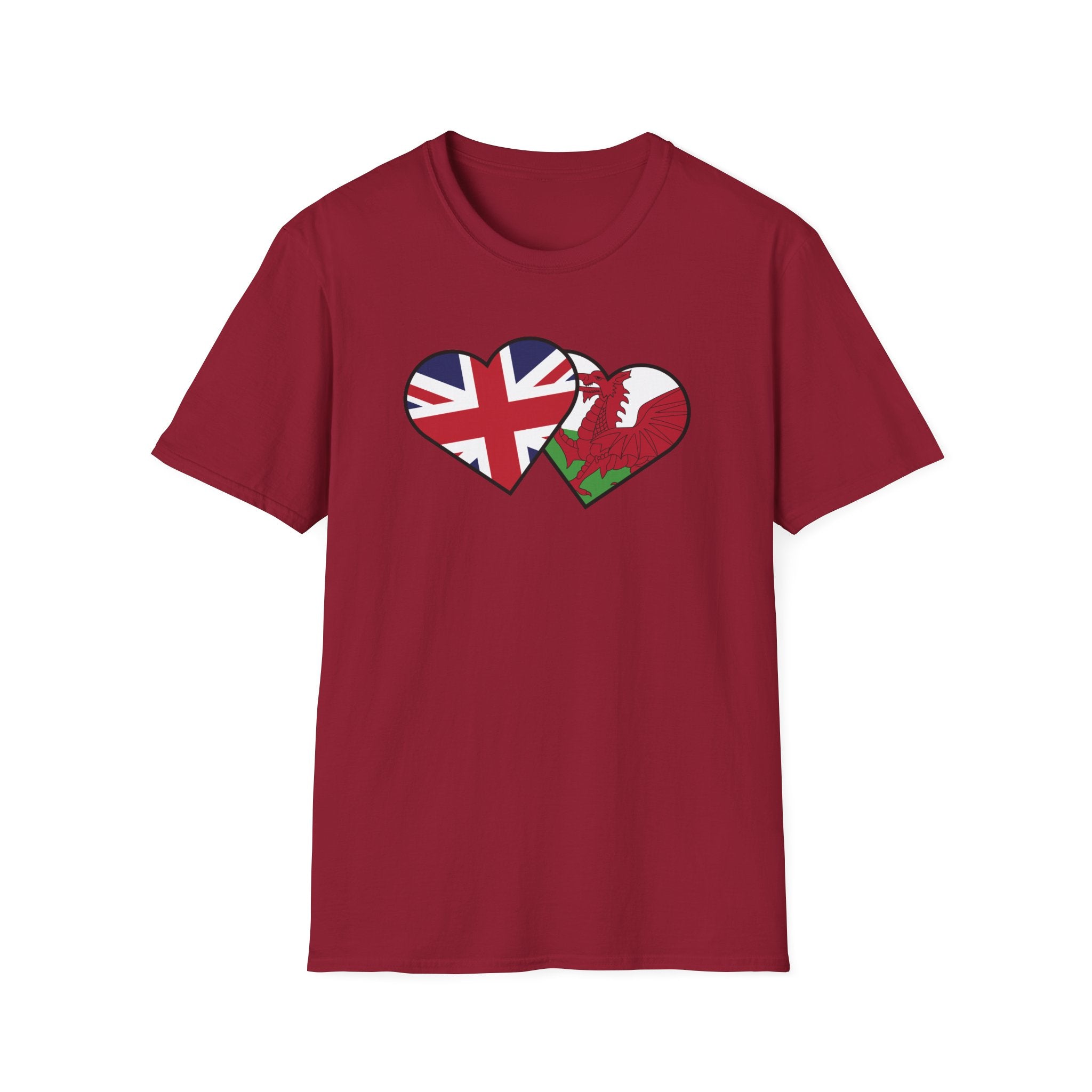 Union Jack & Welsh Flag Heart T-Shirt — British Patriotic Tee