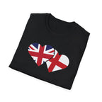 Union Jack & England Heart Flag T-Shirt — British Patriotic Tee