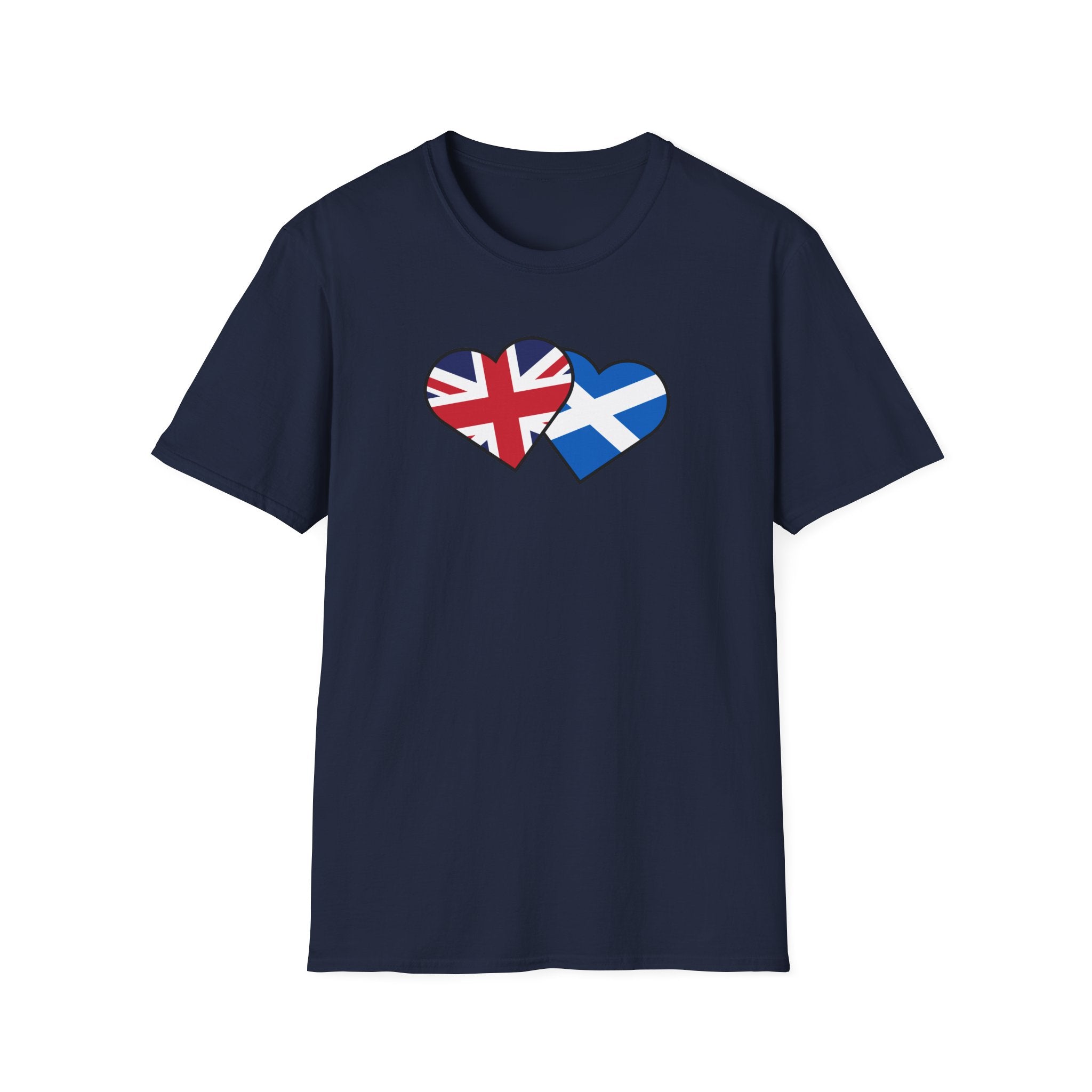 Union Jack & Scottish Flag Heart T-Shirt — British Patriotic Tee