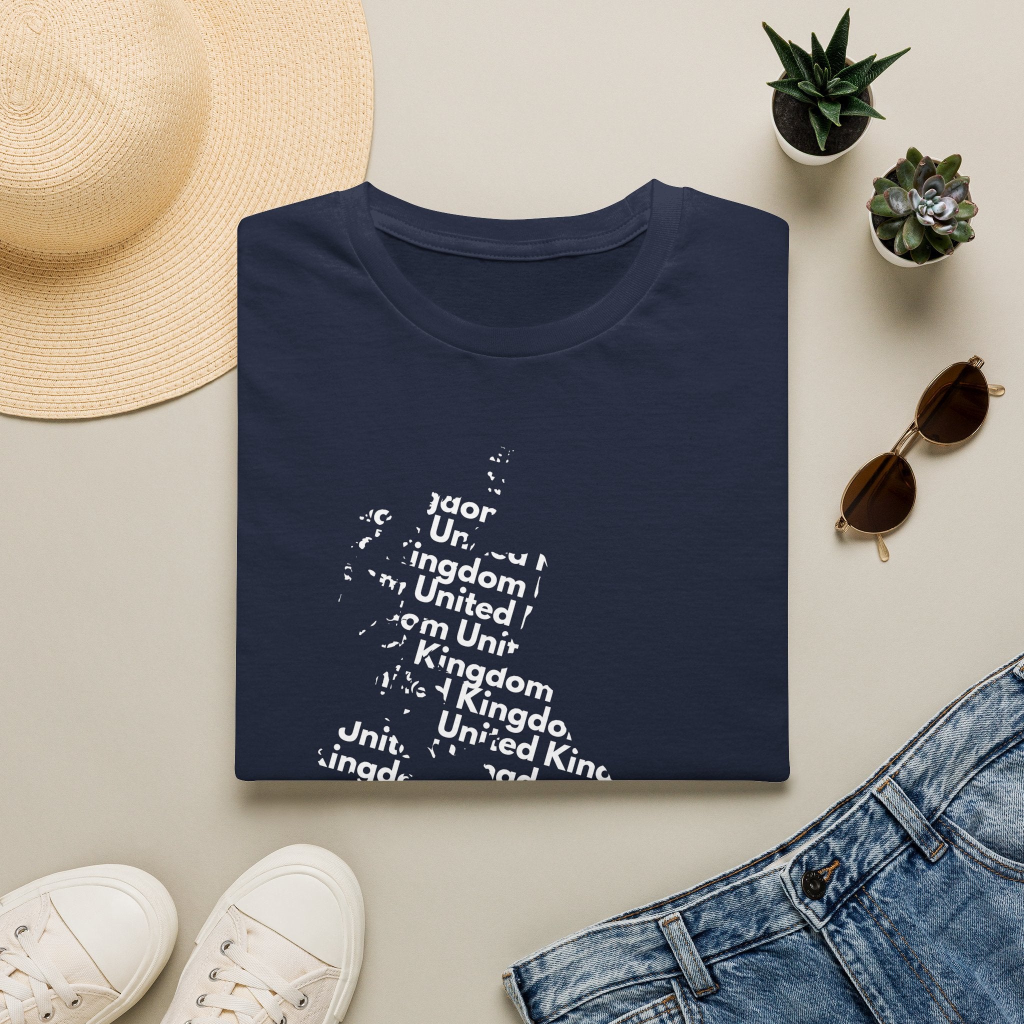 United Kingdom Typography T-Shirt — Minimal British Map Text Design