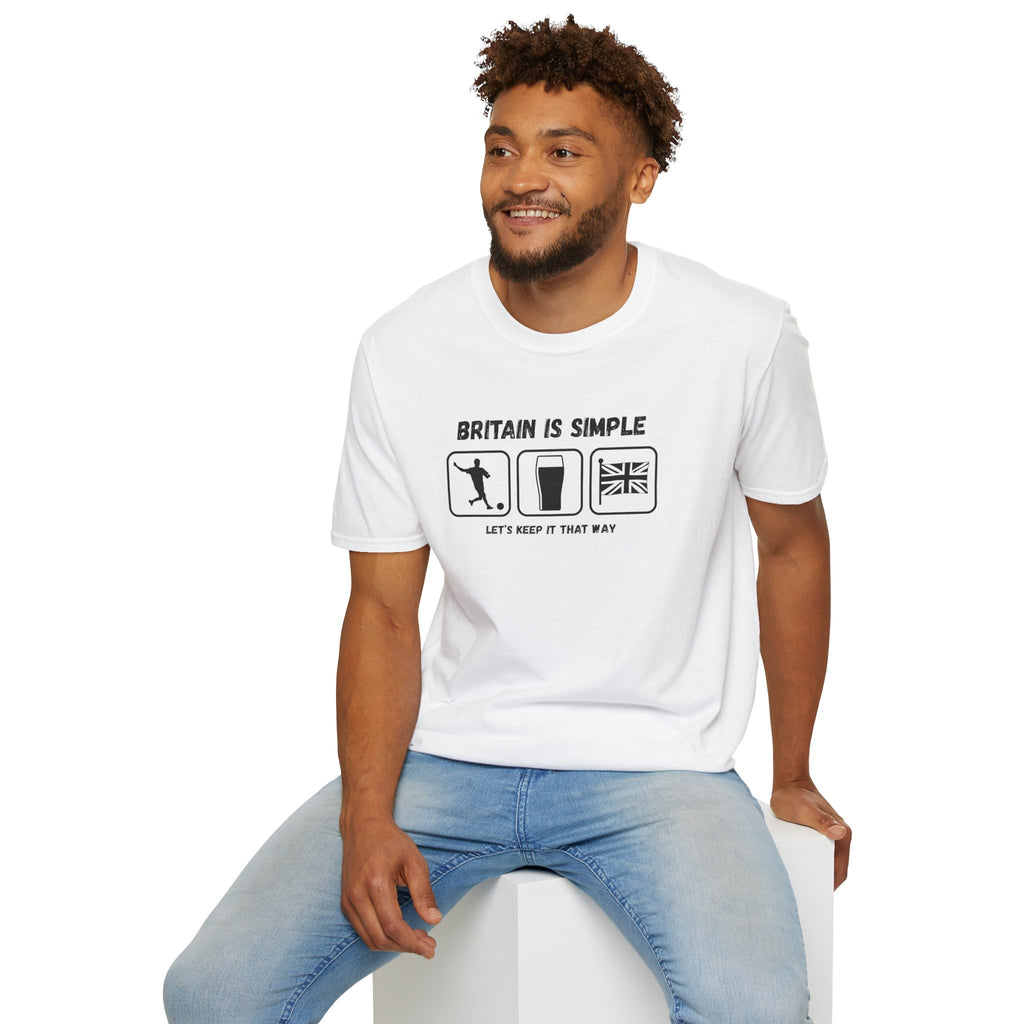 Britain Is Simple — British Humour T-Shirt  T-Shirt (Football, Pint & Union Jack Design)