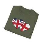 Union Jack & England Heart Flag T-Shirt — British Patriotic Tee