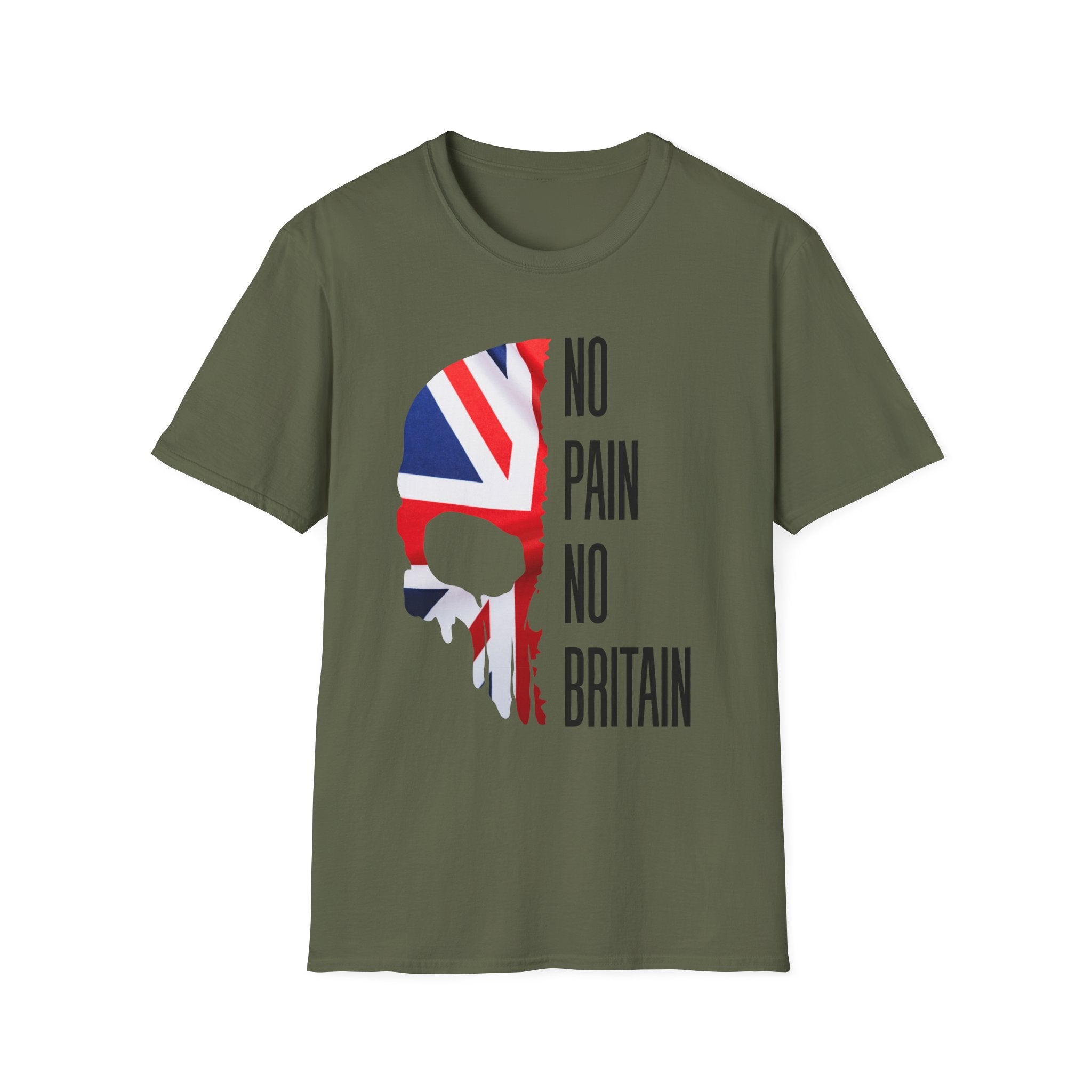 T-Shirt — "No Pain No Britain" Union Jack Skull Graphic Tee