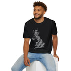 United Kingdom Typography T-Shirt — Minimal British Map Text Design