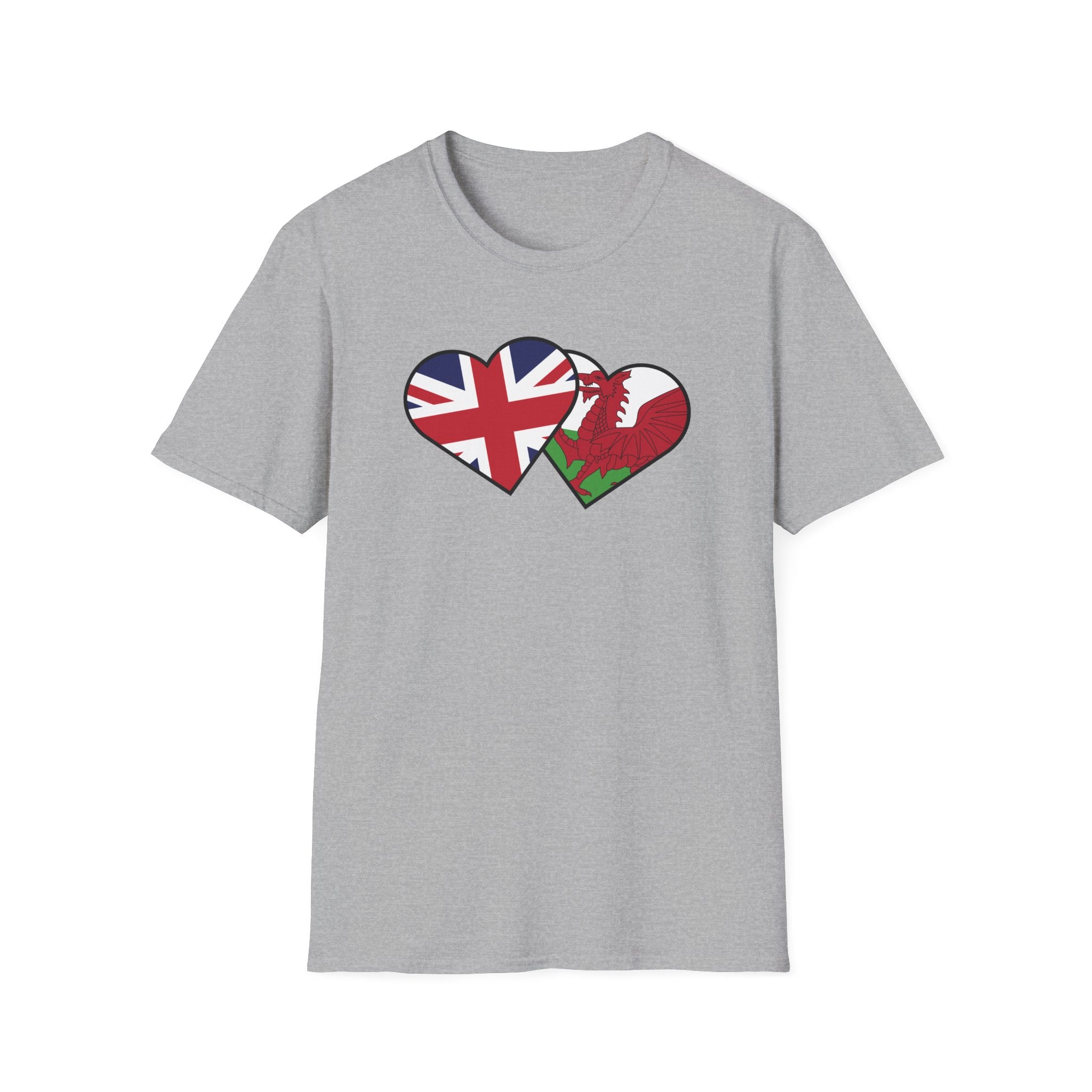 Union Jack & Welsh Flag Heart T-Shirt — British Patriotic Tee